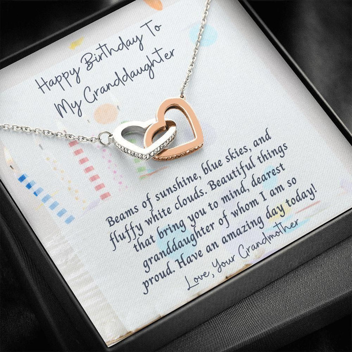 Interlocking Hearts Necklace Grandmother Birthday Gift For Granddaughter Beams Of Sunshine