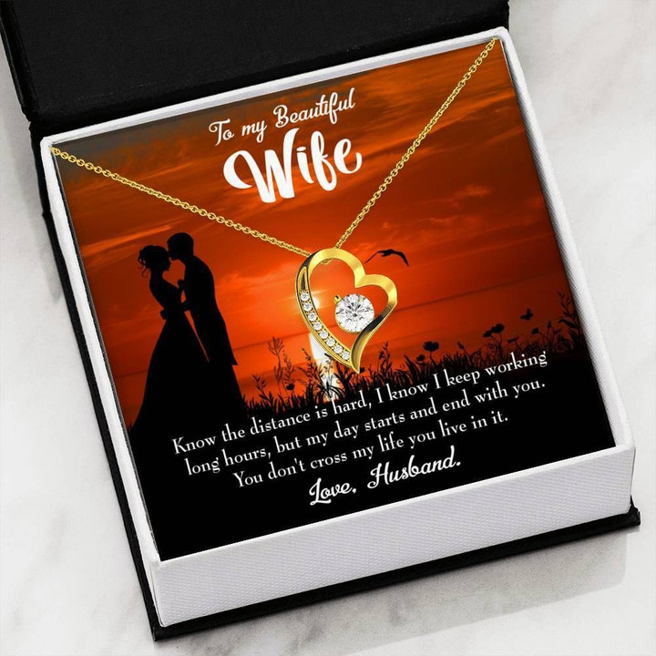Know The Distance Is Hard 18K Gold Forever Love Necklace Gift For Wife Forever Love Necklace Forever Love Necklace