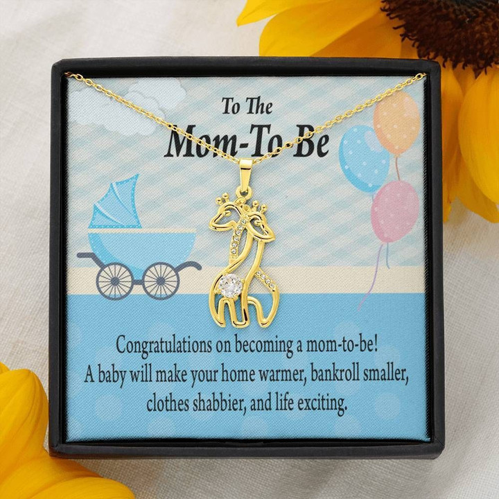 To The Mom To Be Make Your Home Warmer Giraffe Couple Necklace