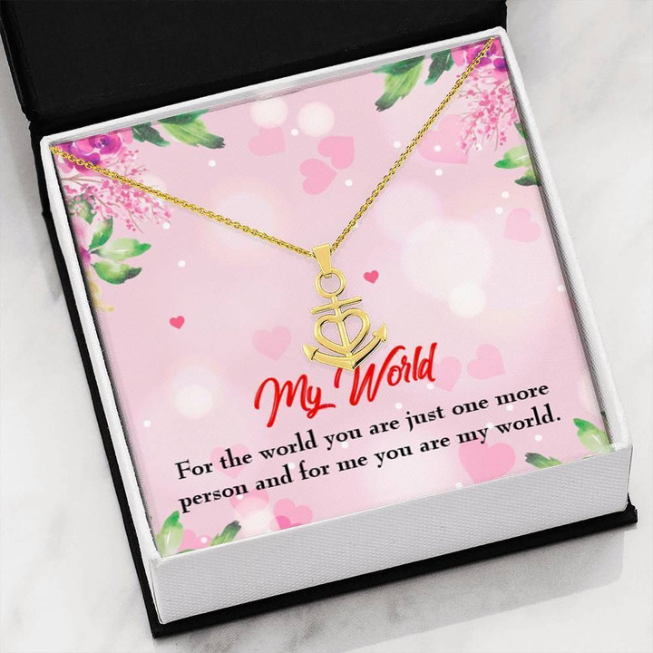 You Are My World Message Card Anchor Necklace Gift For Wife