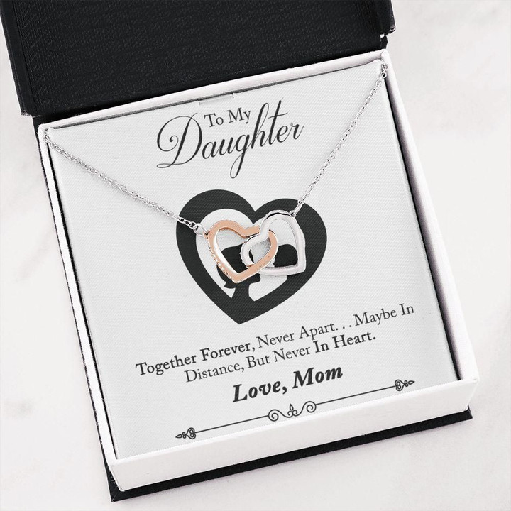 Interlocking Hearts Necklace Mom Gift For Daughter Together Forever