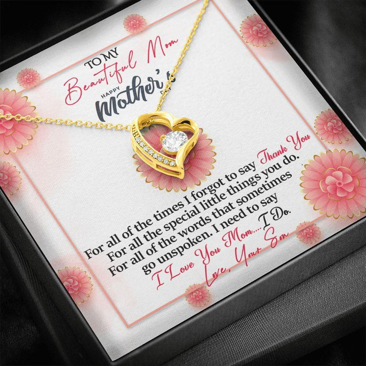 To My Mom Happy Mother's Day From Son Thank You Forever Love Necklace