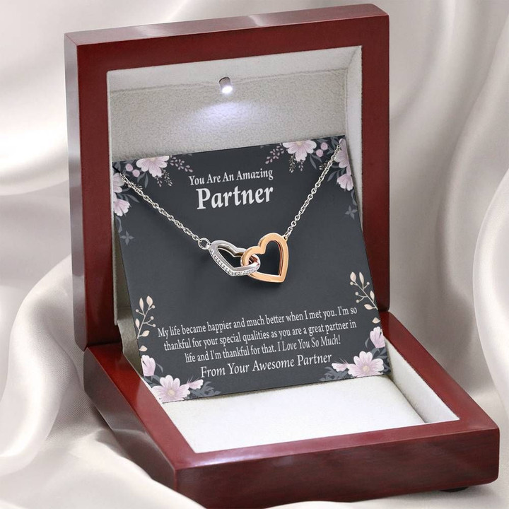 Interlocking Hearts Necklace Gift For Partner You're Amazing