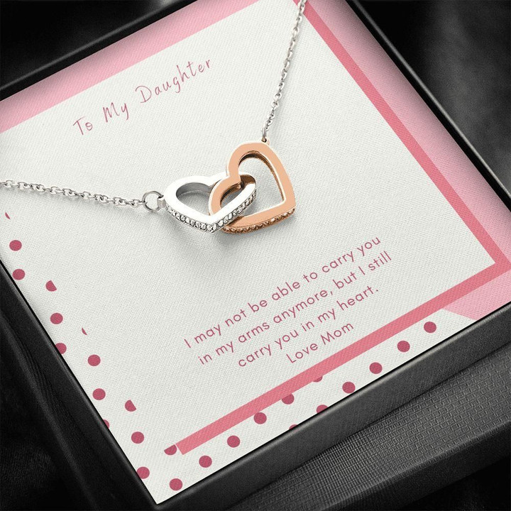 Interlocking Hearts Necklace Mom Gift For Daughter Carry In My Heart