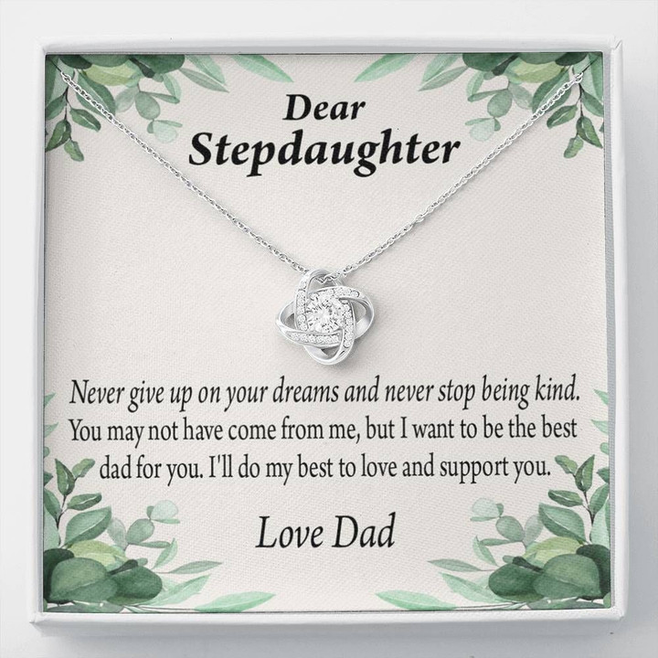 Love Knot Necklace Dad Gift For Stepdaughter Never Give Up