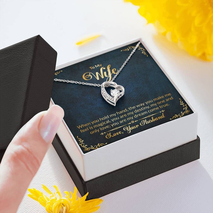 Navy And Gold Color You Are My Dream Come True Gift For Wife Forever Love Necklace