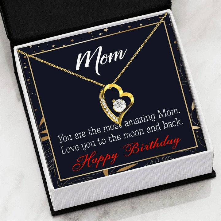 Love You To The Moon 18K Gold Forever Love Necklace Gift For Mom