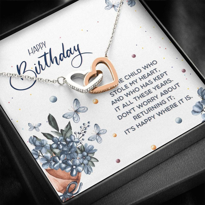 Interlocking Hearts Necklace Birthday For Women It's Happy Where It Is