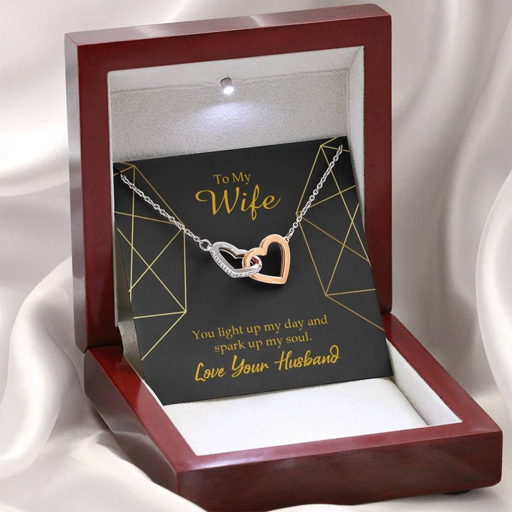 Interlocking Hearts Necklace Gift For Wife You Light Up My Day