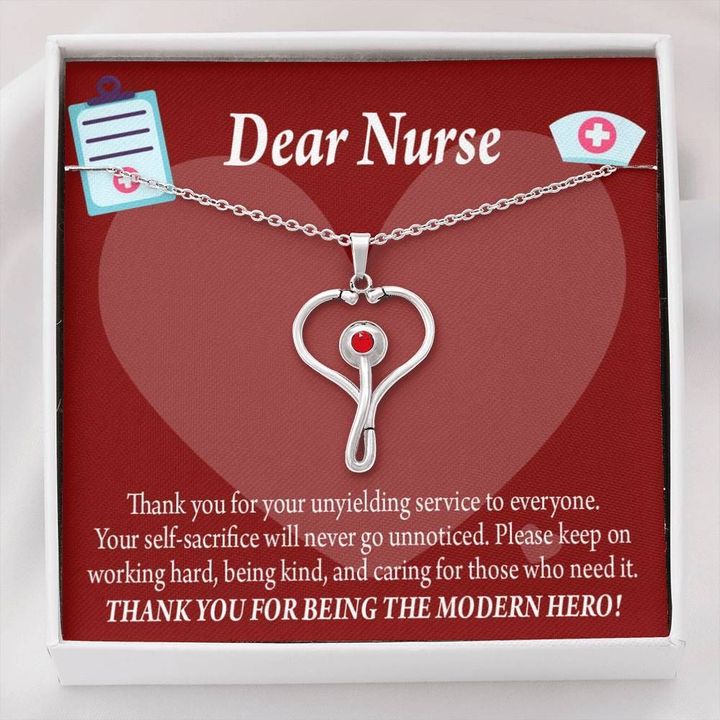 Thank For Being The Modern Hero Necklace Gift For Nurse Stethoscope Necklace