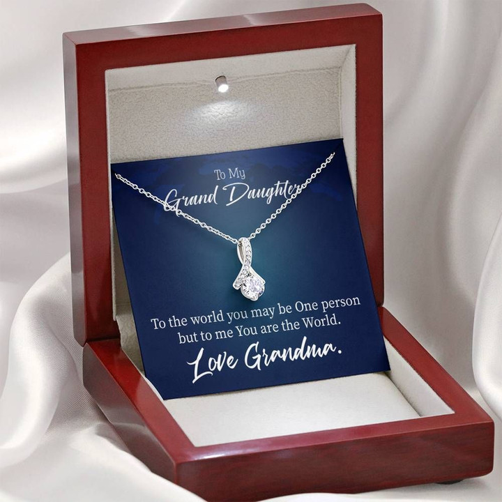 You Are The World To Me Gift For Granddaughter 14K White Gold Alluring Beauty Necklace