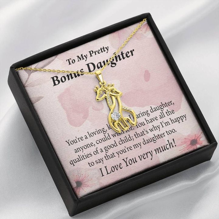 To My Bonus Daughter All The Qualities Giraffe Couple Necklace