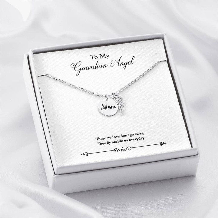 Mom Those We Love Don't Go Away Remembrance Angel Wing Necklace