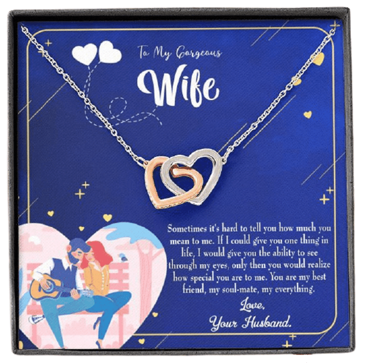 You Are My Everything Blue Gift For Wife Interlocking Hearts Necklace