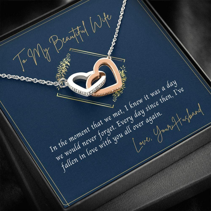 Interlocking Hearts Necklace Gift For Wife In The Moment We Met