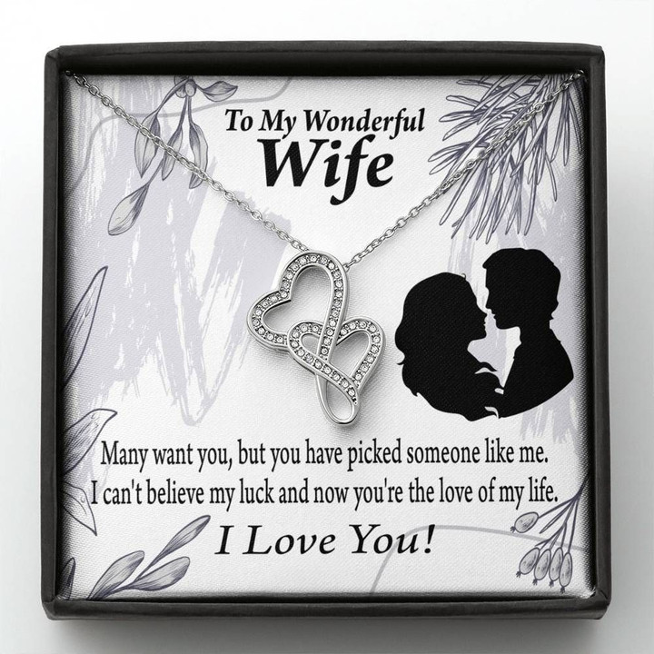 Lucky To Be Your Man Gift For Wife Double Hearts Necklace