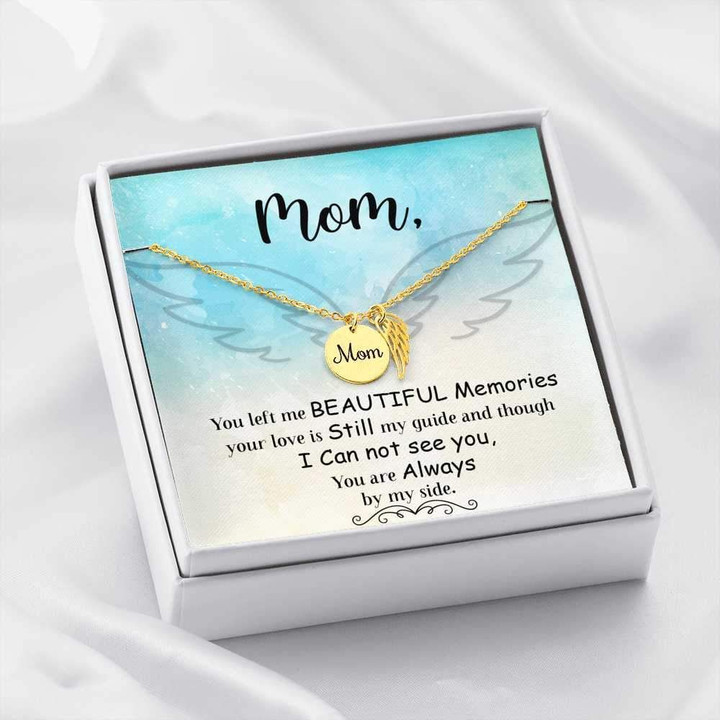 You Are Always Be My Side Gift For Angel Mom Remembrance Angel Wing Necklace
