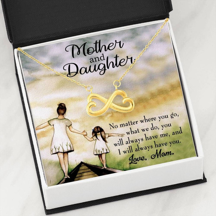 No Matter Where You Go Infinity Heart Necklace Mom Gift For Daughter