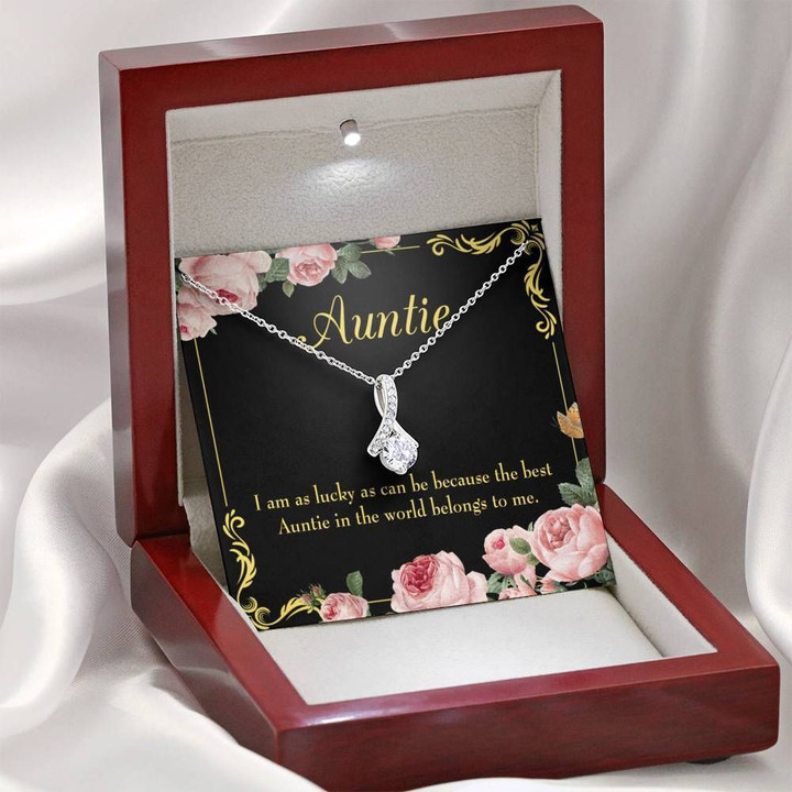The Best Auntie In The World Belong To Me Gift For Aunt 14K White Gold Alluring Beauty Necklace