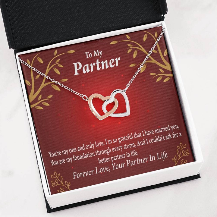 To My Partner One And Only Love Interlocking Hearts Necklace