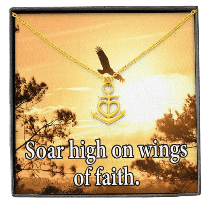 Soar High On Faith Message Card Anchor Necklace Gift For Women