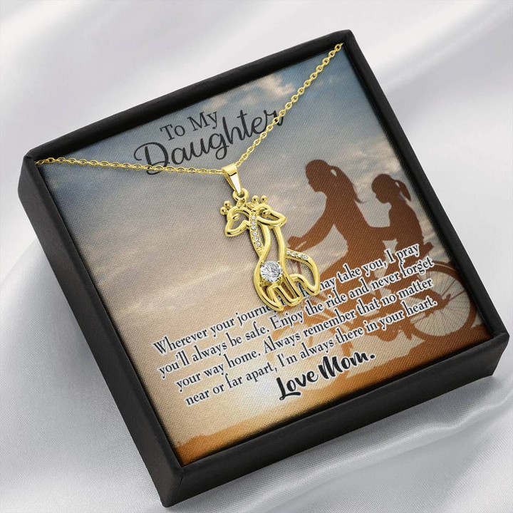 To My Daughter From Mom I Pray For You Giraffe Couple Necklace