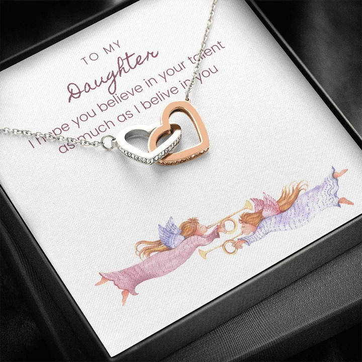 Interlocking Hearts Necklace Gift For Daughter Believe In Yourself