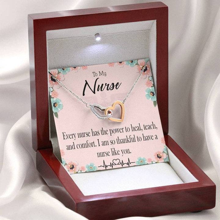 Thank You Interlocking Hearts Necklace Gift For Nurse