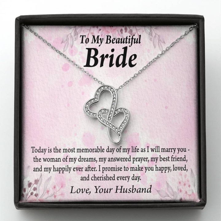 Today I Will Marry You Double Hearts Necklace Gift For Bride