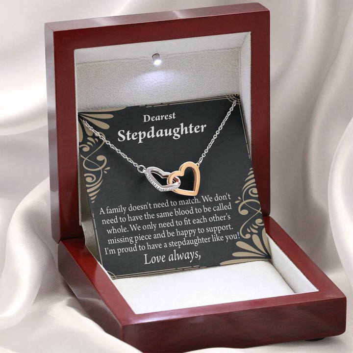 So Proud Of You Interlocking Hearts Necklace Gift For Stepdaughter