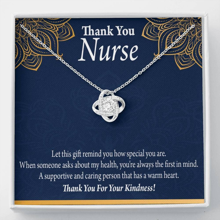 Thank You Nurse Gold Mandala Love Knot Necklace Gift For Women