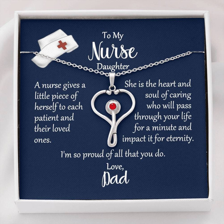 Necklace Dad Gift For Nurse Daughter A Little Piece Of Herself Stethoscope Necklace