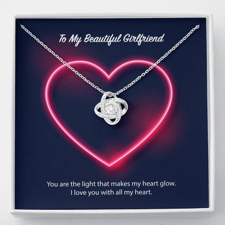Neon Heart Love Knot Necklace Gift For Hers Love You