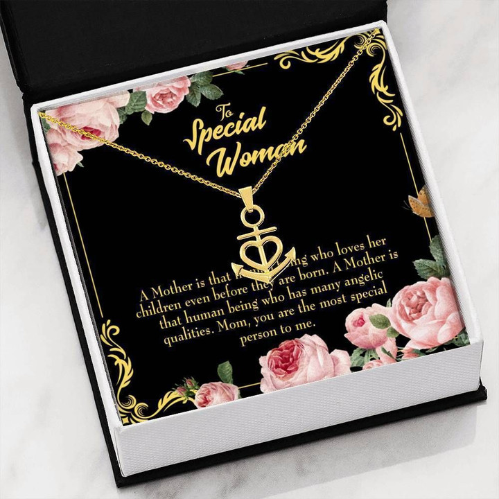 The Most Special Person In Me Message Card Anchor Necklace Gift For Mom
