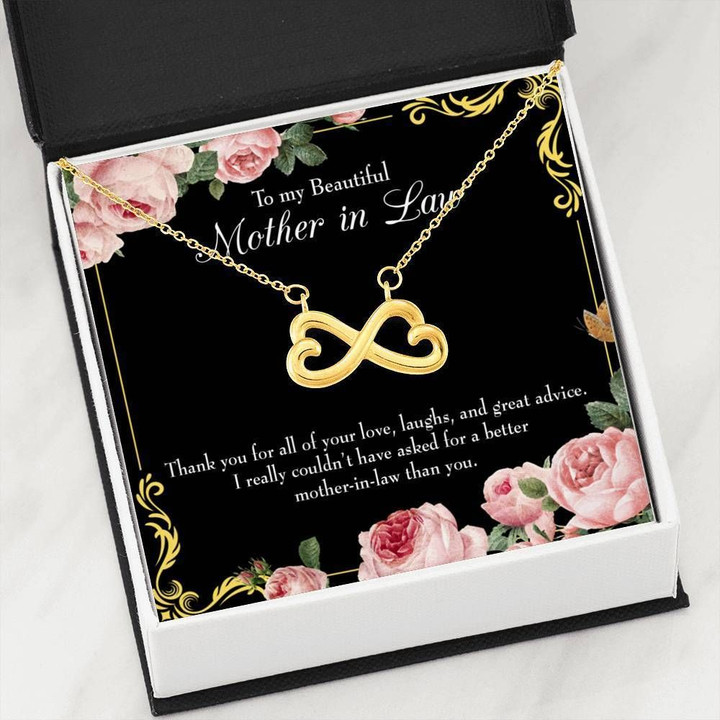 Thank You Pink Flower Infinity Heart Necklace Gift For Mother In Law