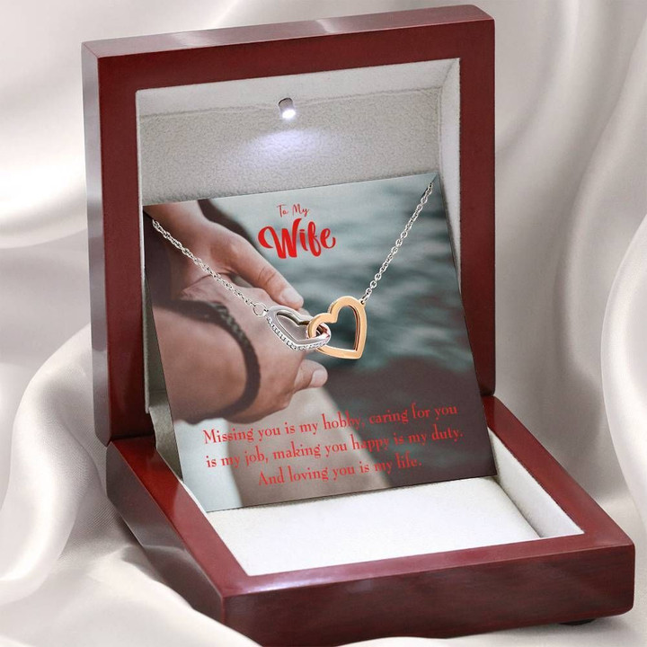 Interlocking Hearts Necklace Gift For Wife Loving You Is My Life