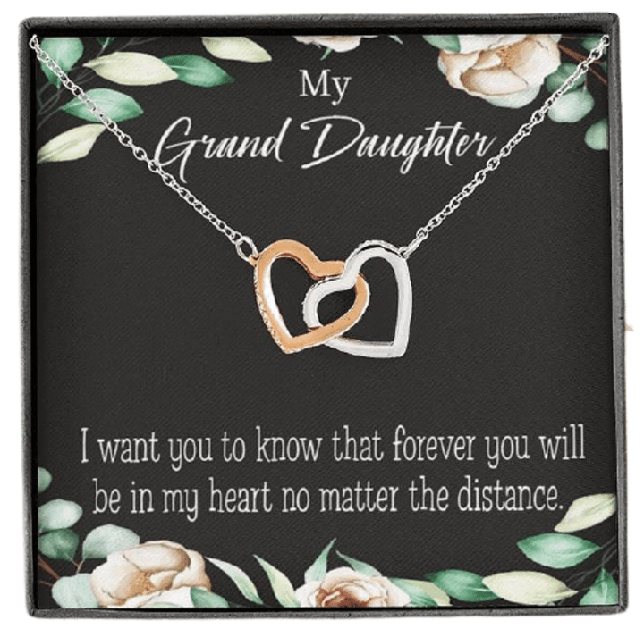 Interlocking Hearts Necklace Gift For Granddaughter Forever In My Heart