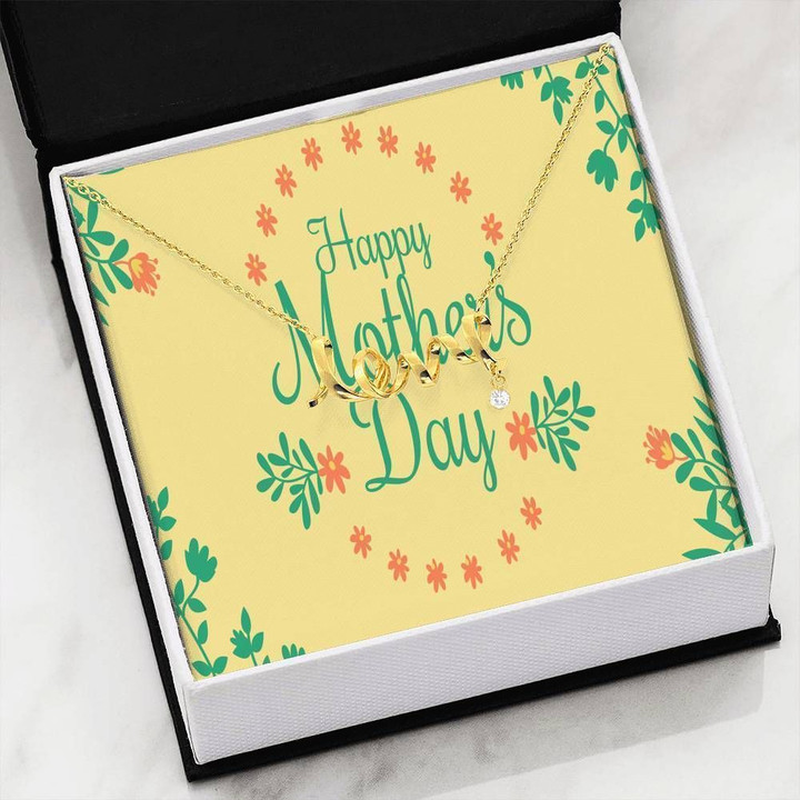 Mother's Day Gift Yellow Floral Scripted Love Necklace With Message Card