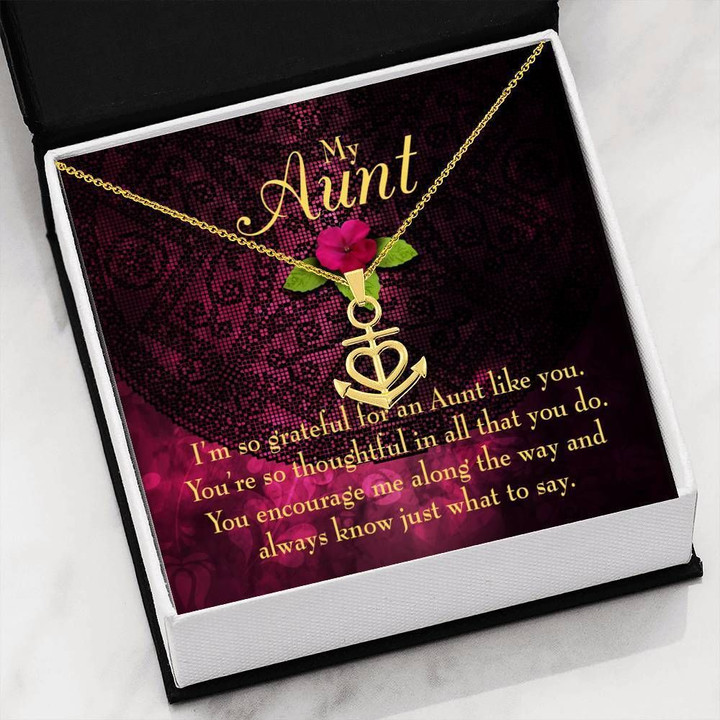So Grateful To Auntie Aunt Gift Anchor Necklace