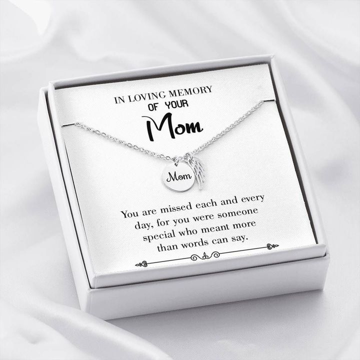 You Are Missed Remembrance Angel Wing Necklace Gift For Angel Mom