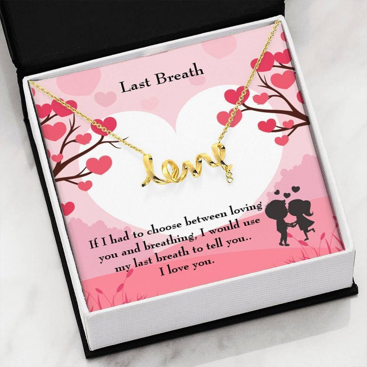 Last Breath Heart Tree Pattern Scripted Love Necklace Gift For Women