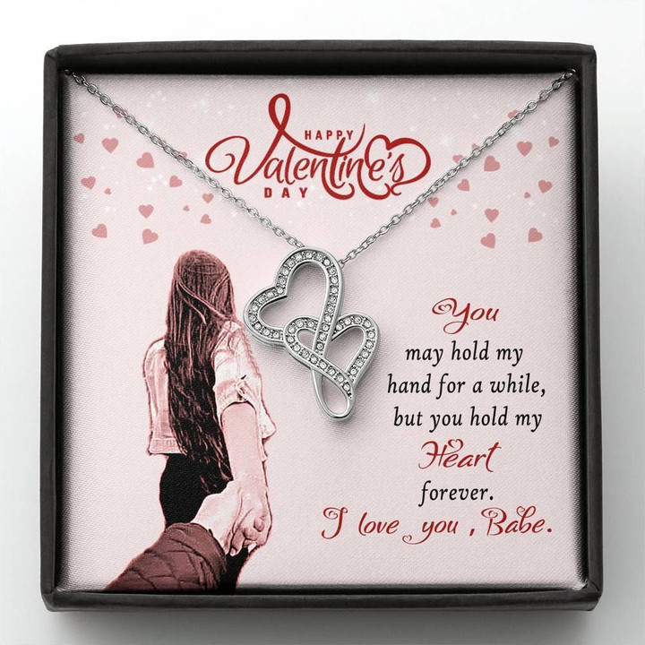 You Hold My Heart Forever Gift For Her Double Hearts Necklace