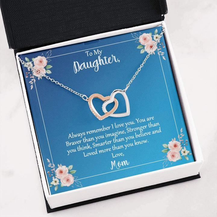 Mom Gift For Daughter Loved More Than You Know Interlocking Hearts Necklace