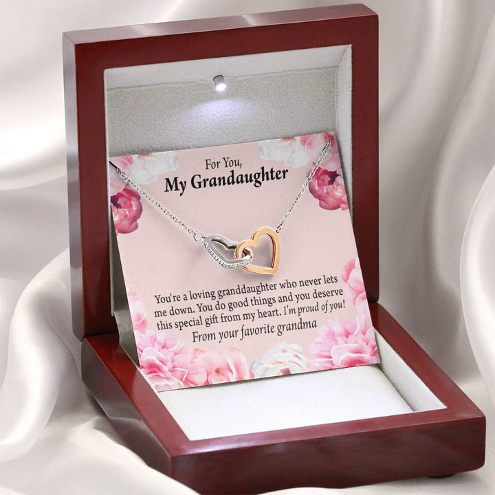 So Proud Of You Interlocking Hearts Necklace Grandma Gift For Granddaughter