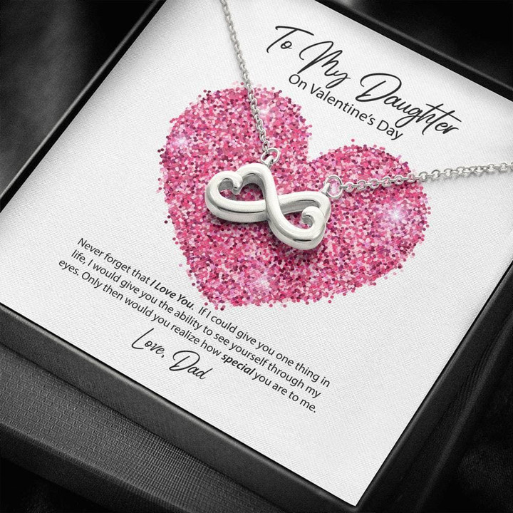 To My Daughter From Dad Valentine's Day I Love You Infinity Heart Necklace