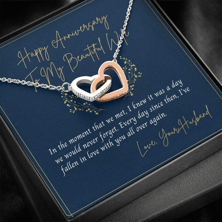 Interlocking Hearts Necklace Anniversary Gift For Wife Falling In Love With You Again