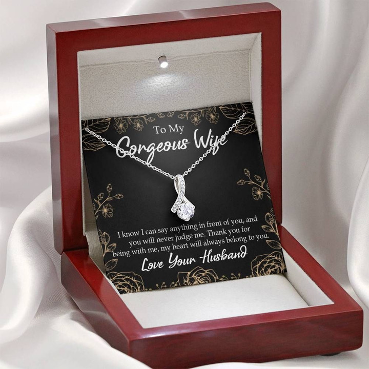 Thank You For Being With Me Gift For Wife 14K White Gold Alluring Beauty Necklace