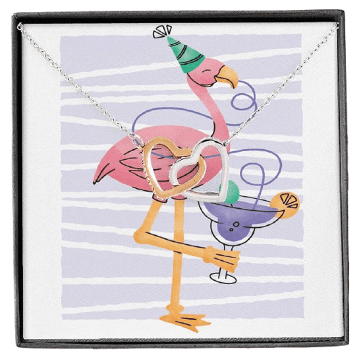 Party Flamingo Birthday Gift For Daughter Interlocking Hearts Necklace