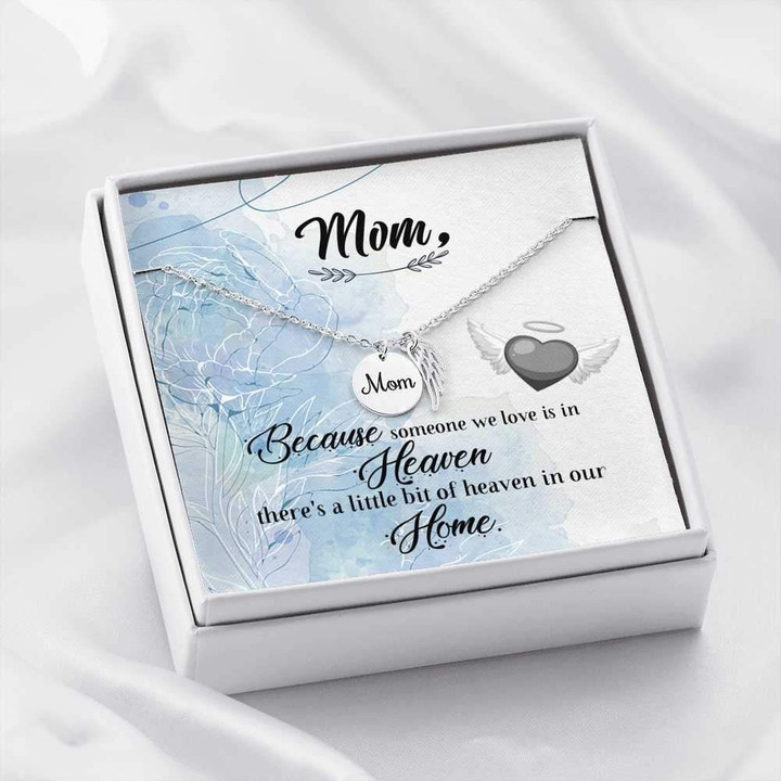 Someone We Love Is In Heaven Gift For Angel Mom Remembrance Angel Wing Necklace