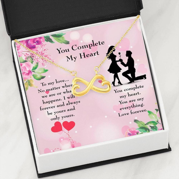You Complete My Heart Infinity Heart Necklace Gift For Wife